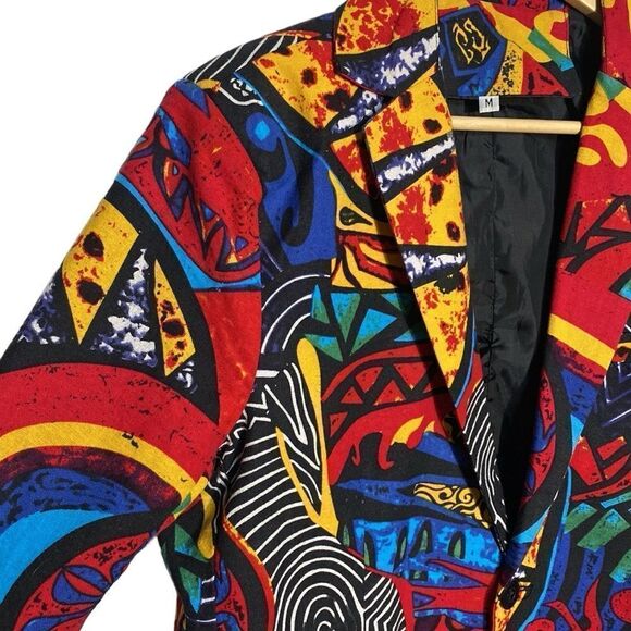 Colorful 80s Retro Artsy Unisex Blazer - Picture 4 of 8